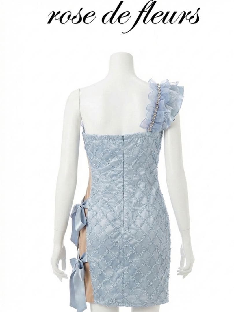 robe de fleurs 原価2.7万円 水色 ワンショルダードレス