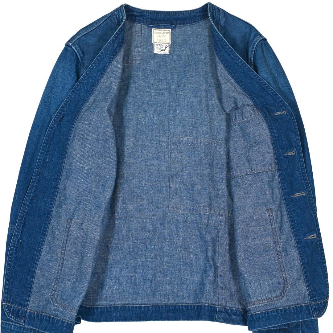 オアスロウ　エンジニアジャケット　ノーカラー　デニム　コンチョ　Sサイズ
