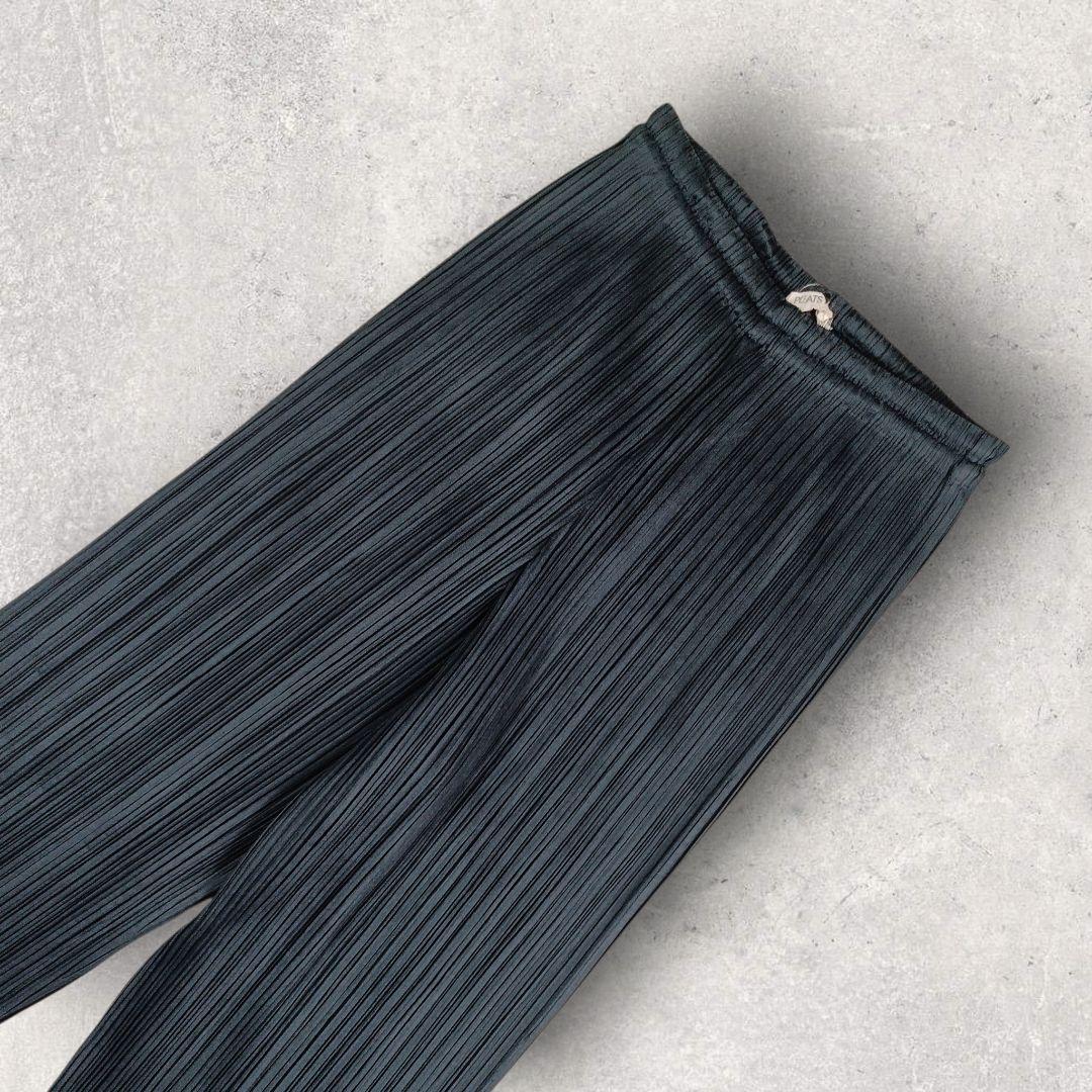 プリーツプリーズ ロングパンツ 洗える ウォッシャブル 洗濯可 ネイビー