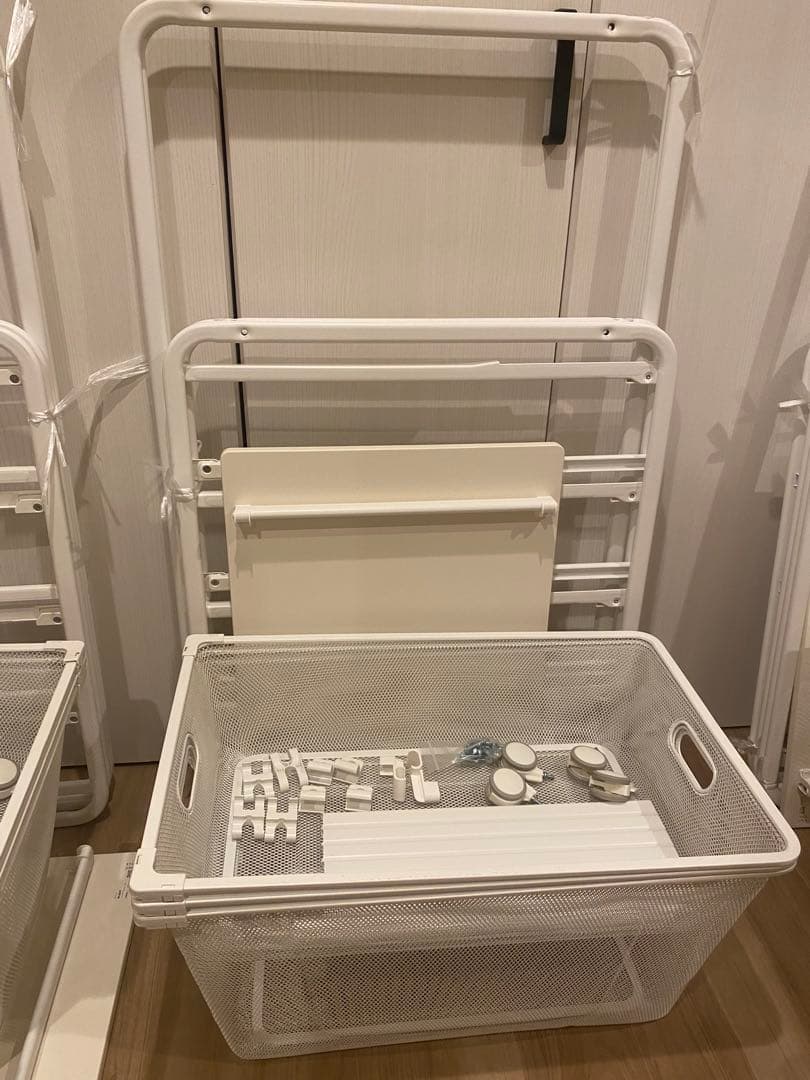 廃盤 IKEA ALGOT 3段 ハンガーラック 天板キャスター付※ネジ回し付