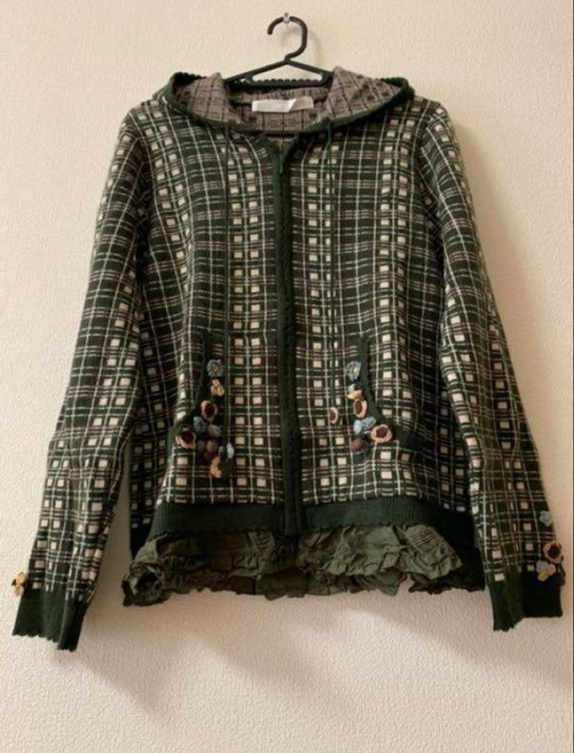 ピンクハウス　フード付きニットブルゾン