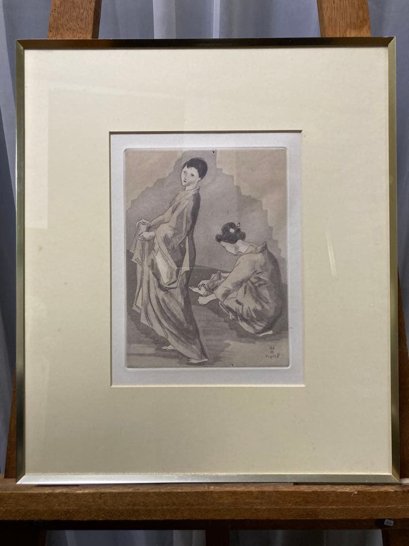 【藤田嗣治】 1926年作 エッチング 「お梅さんの三度目の青春」アンティーク