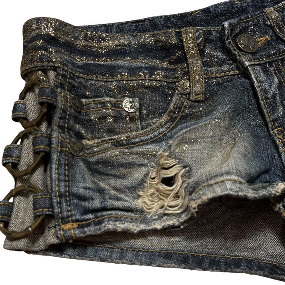 d.i.a. ダイヤ ダメージデニム ショートパンツ ゴールドラメ 平成ギャル