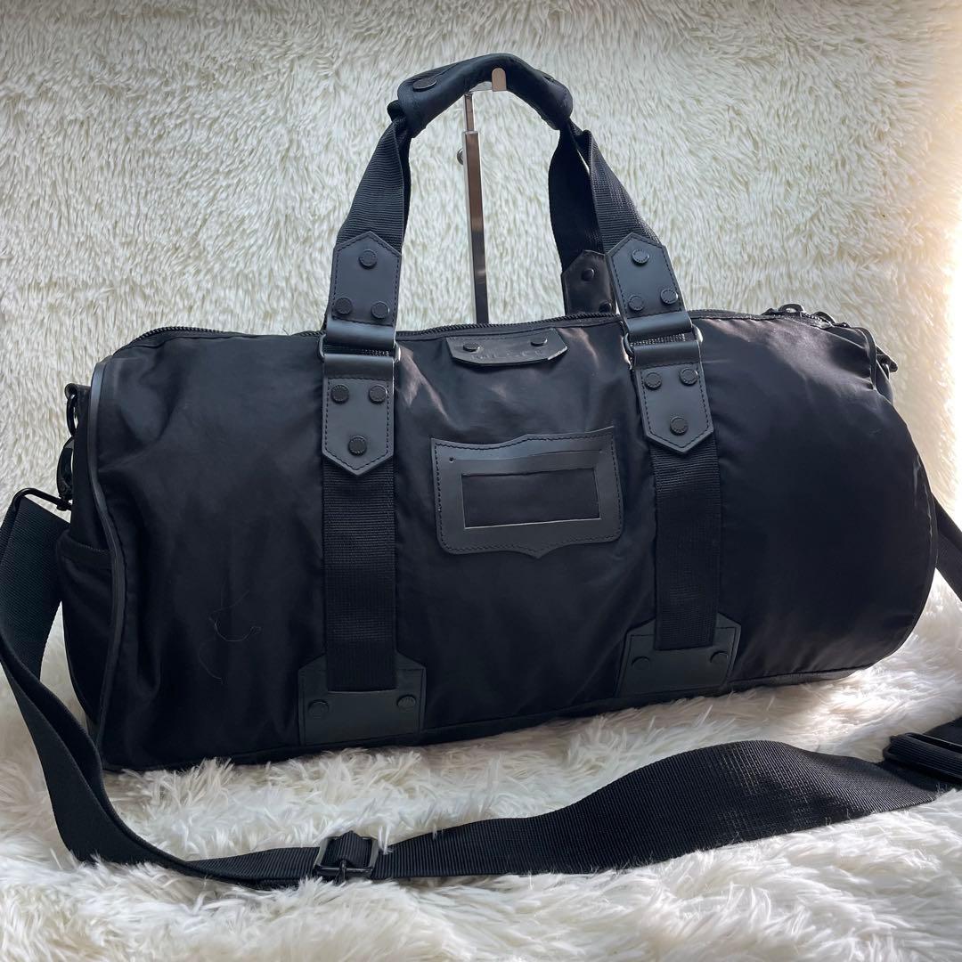 【美品】ディーゼル 2way ボストンバッグ ドラムバッグ ナイロン レザー 黒
