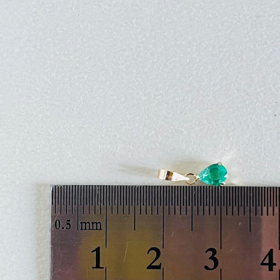 K18 天然石エメラルド ペンダントトップ　18金イエローゴールド　PEAR
