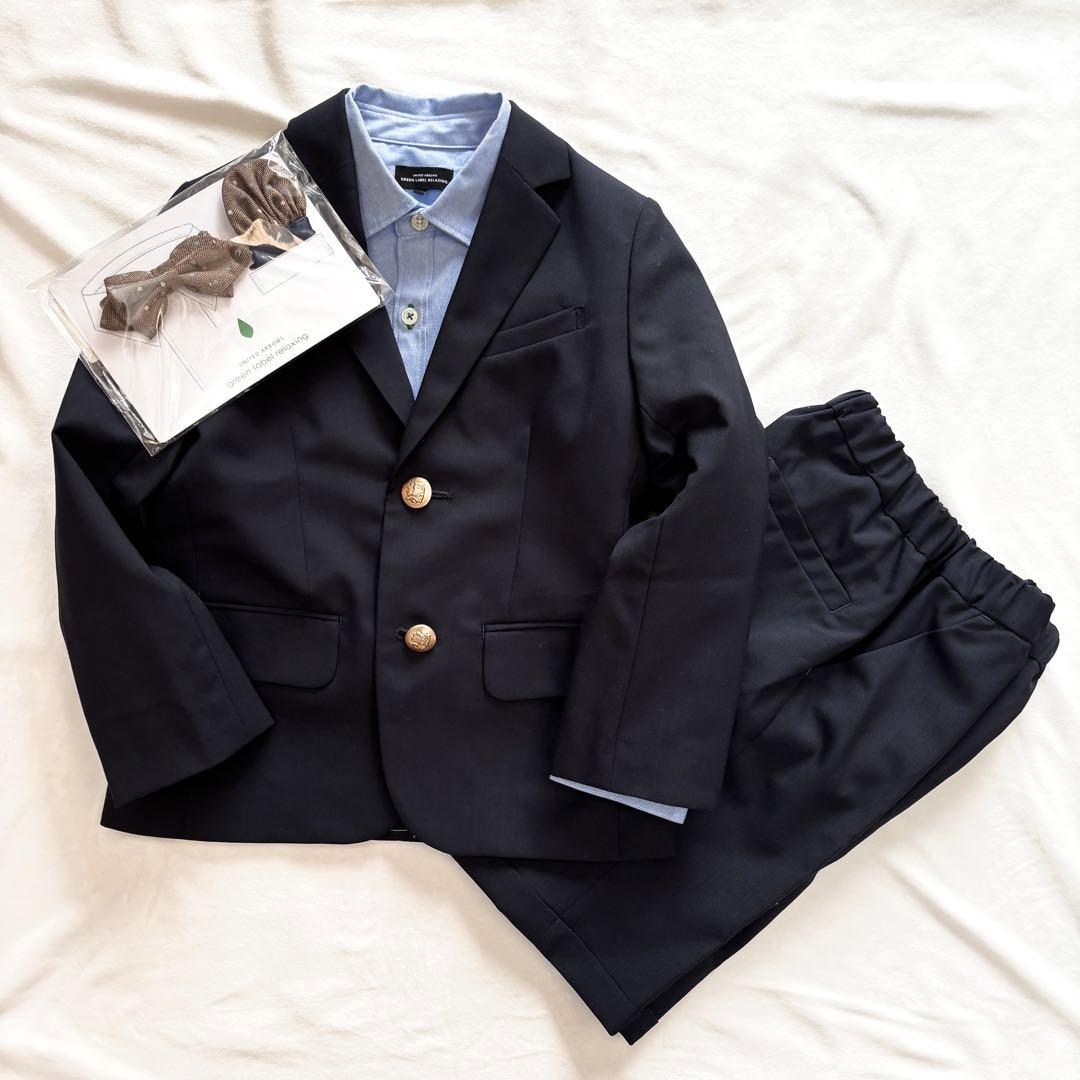 試着のみ☆120グリーンレーベルリラクシング　ネイビー スーツ　金ボタン　130