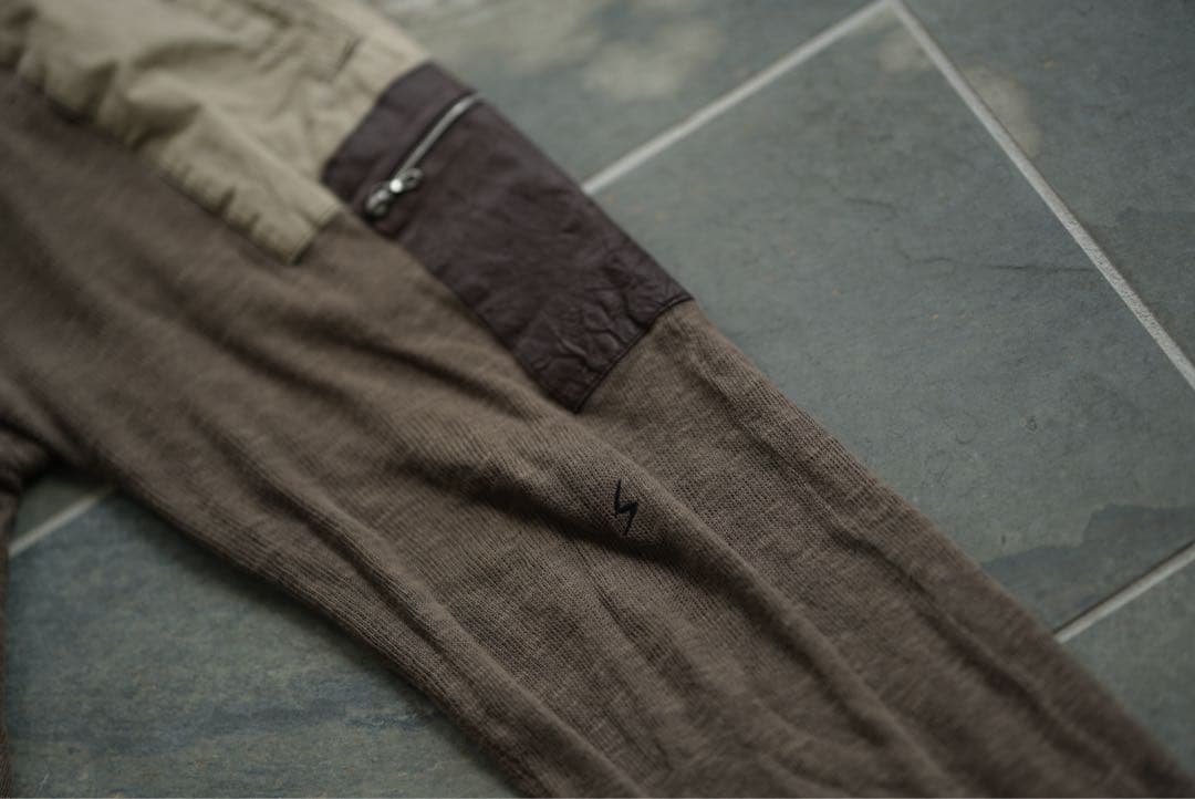 06aw アンダーカバー ニット レザー 切り替え カーゴ パンツ 2