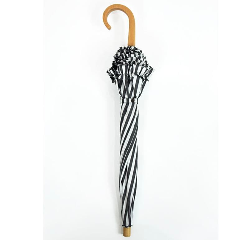 サンバリア100 日傘　長傘　ストライプ柄 フリル付き Sサイズ