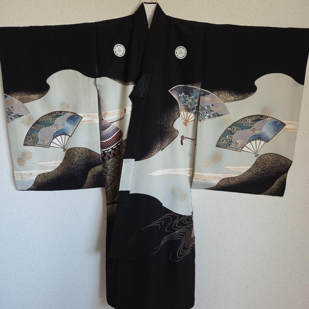 No36　正絹　男の子お祝い着物　長襦袢付き　産着　七五三