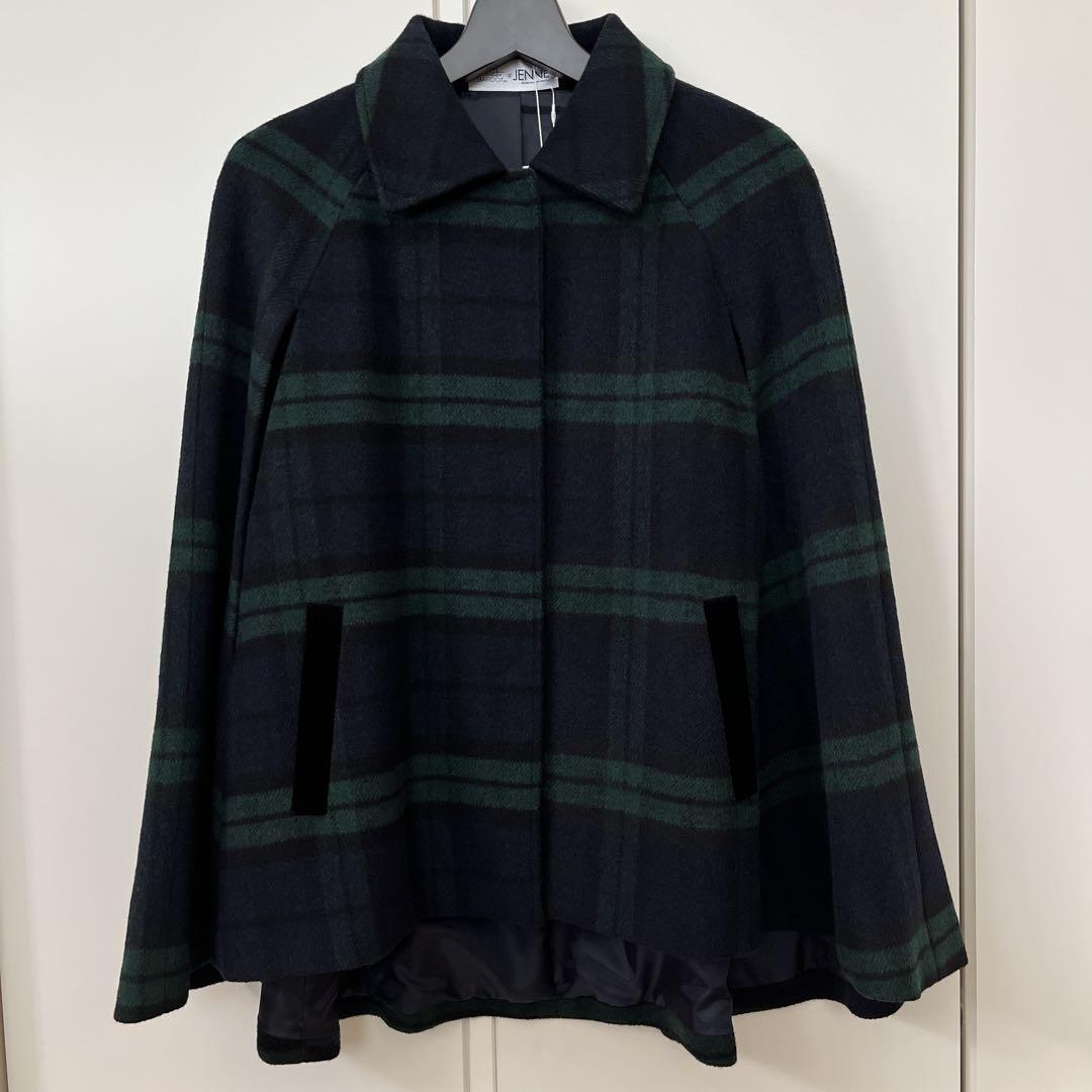 ま*】様 【新品】JENNEジェンヌチェックケープコートブリジットバルドーポンチ