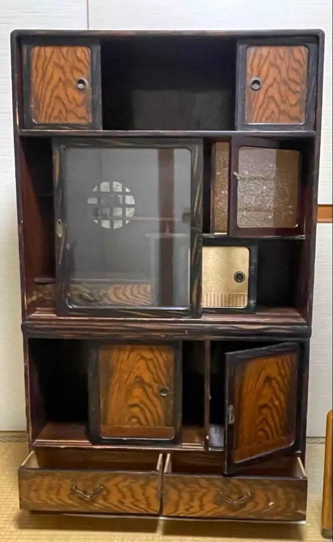 ヴィンテージ 茶箪笥 黒柿 水屋箪笥 飾り棚 収納
