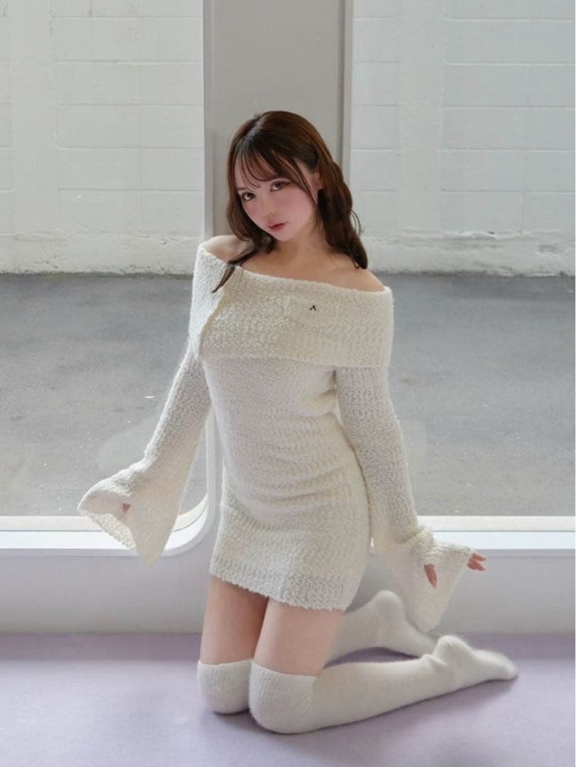 andmary Aurora knit mini dress ニットワンピース