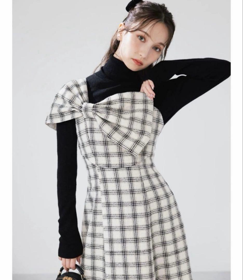 dazzlin ビッグリボンレイヤードワンピース キャミワンピース