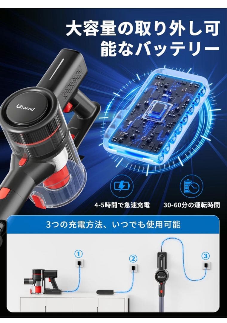 コードレス　掃除機　uowind cordless スティッククリーナー