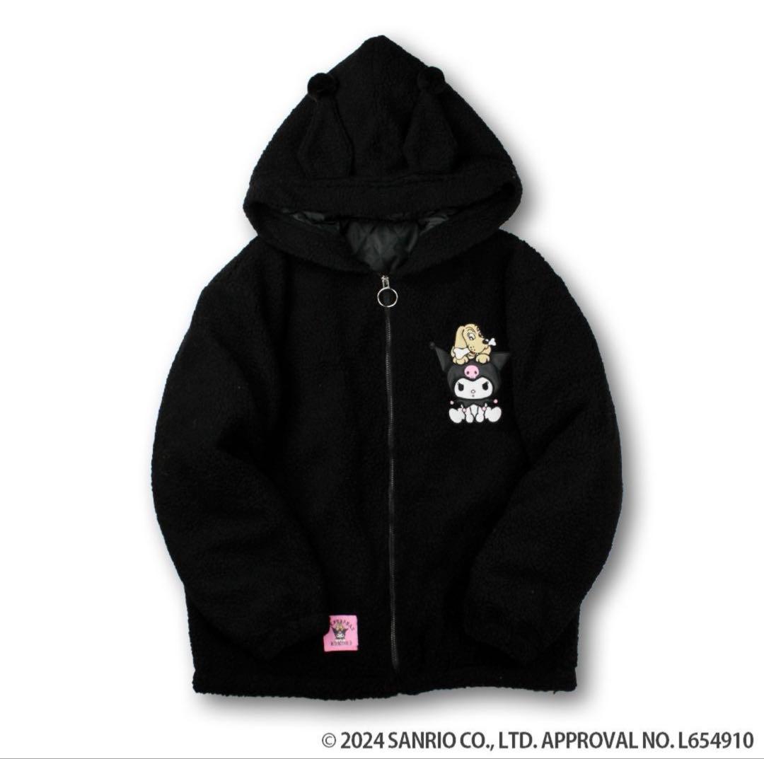 限定新作・クロミ × ガルフィー モコモコボア 耳頭巾パーカー L ブラック