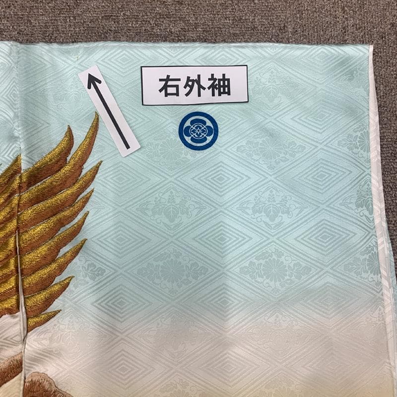 508ay58□お宮参り 男児 祝い着 着物 掛け着 長襦袢付 総刺繍 鷹□美品