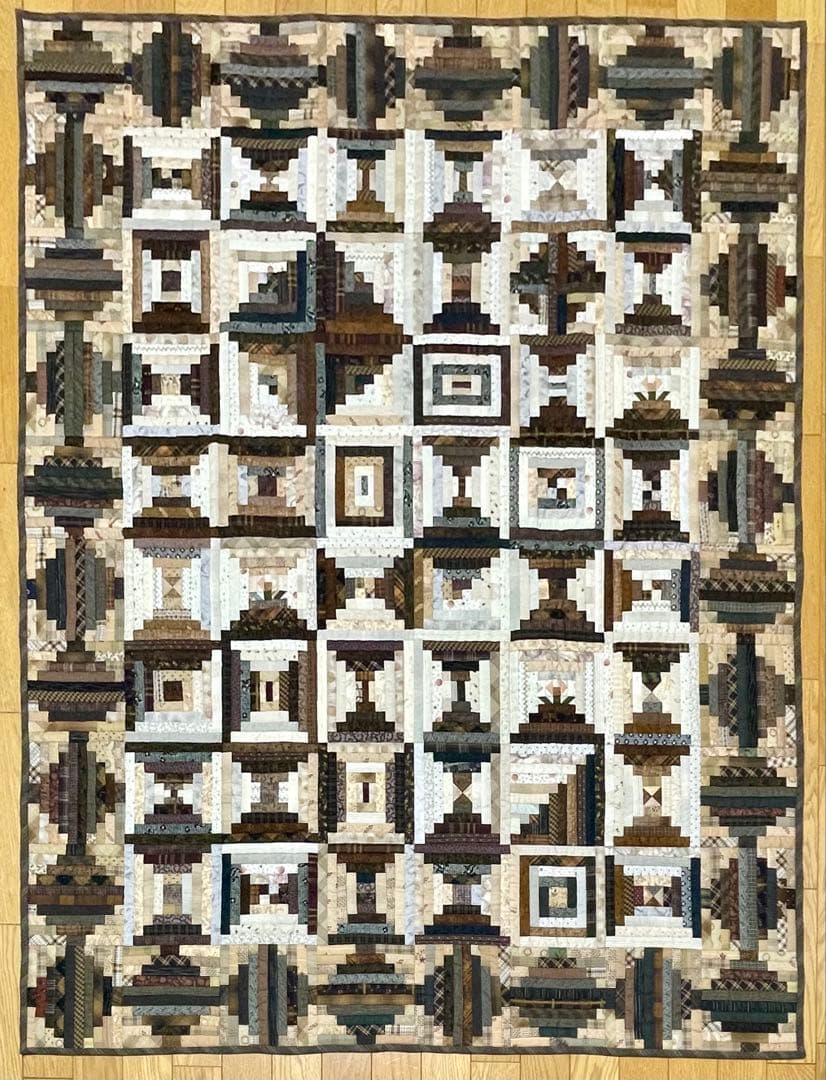 パッチワークキルト　タペストリー　ログキャビン