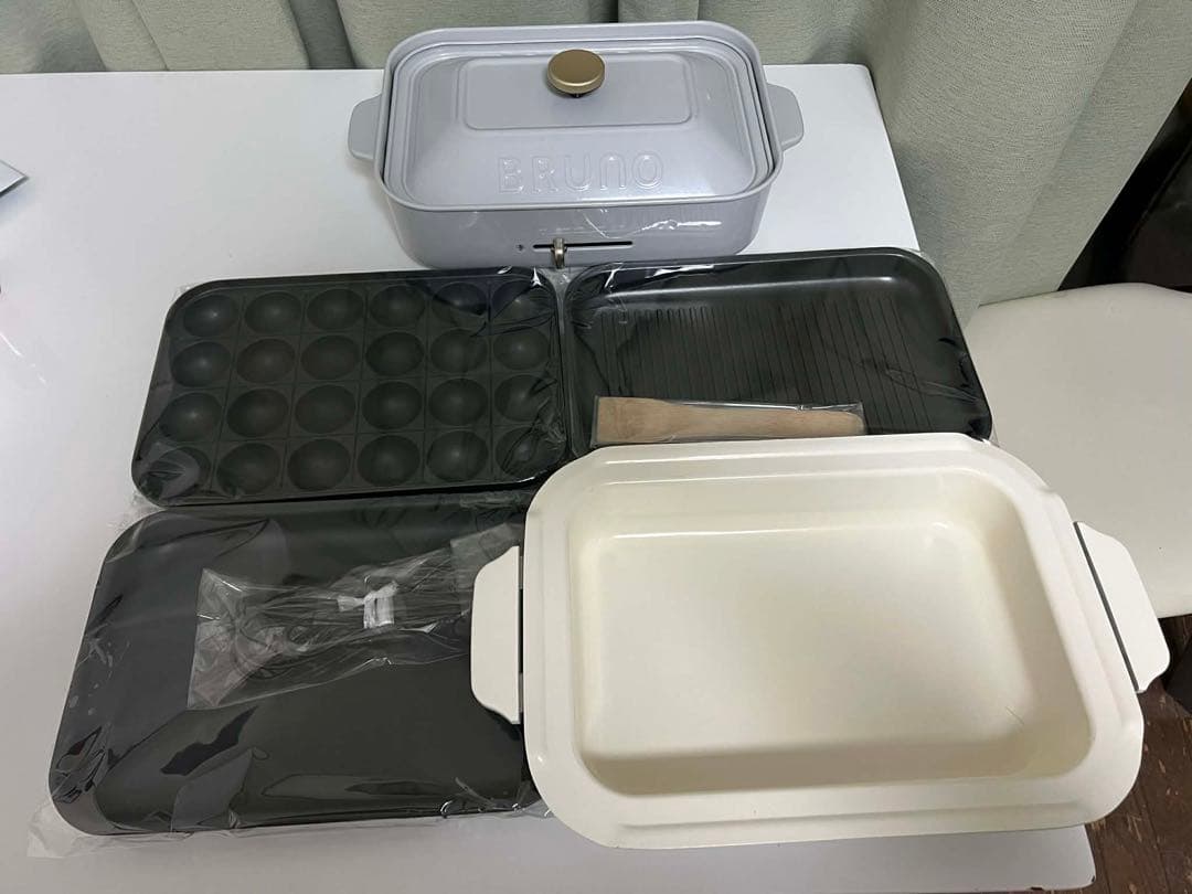 BRUNO コンパクトホットプレート ブルーグレー 各種プレート4枚セット