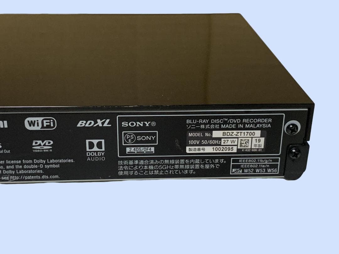 M6612 SONY ブルーレイレコーダーBDZ-ZT1700 3チューナー