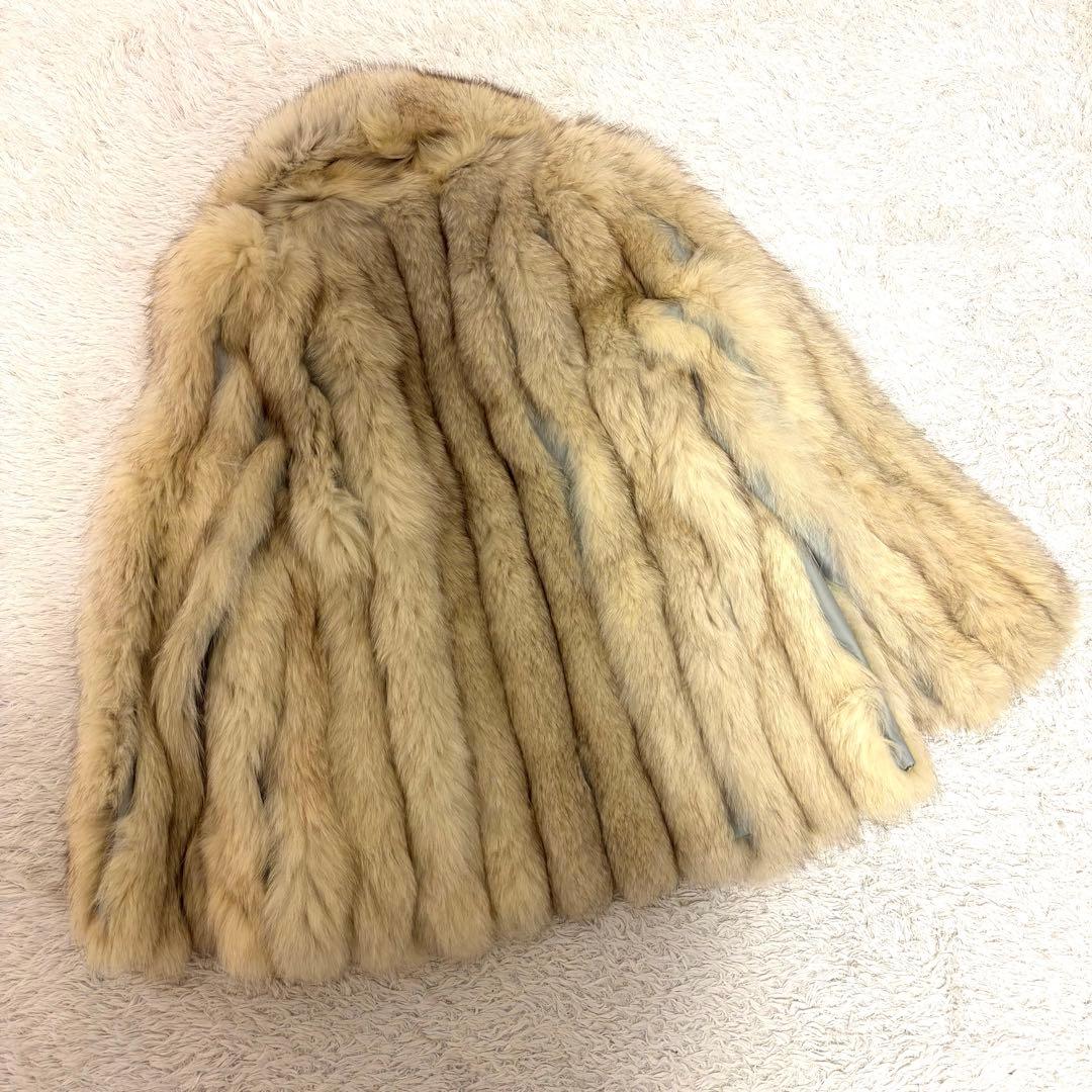 毛皮　ブルーフォックス　ファー　コート　ボリューミー