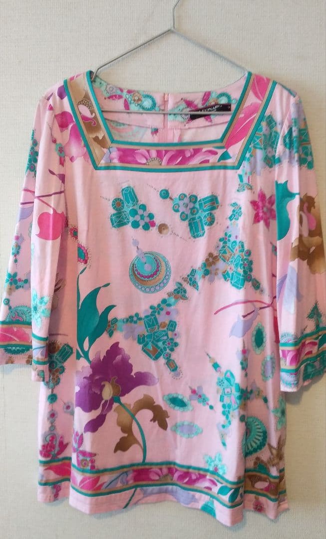 LEONARD フラワープリント 五分袖チュニック