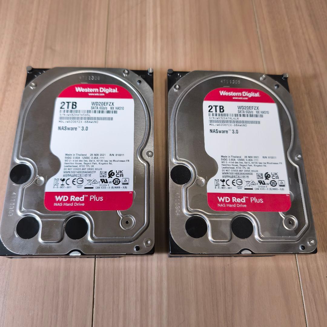 ③WD Red Plus WD20EFZX 2TB HDD × 2台