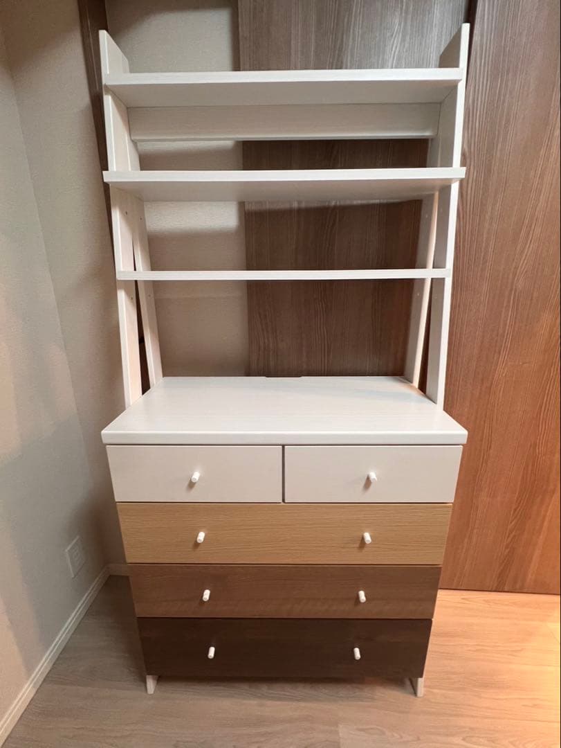 木製キャビネット ホワイト・ブラウン 収納