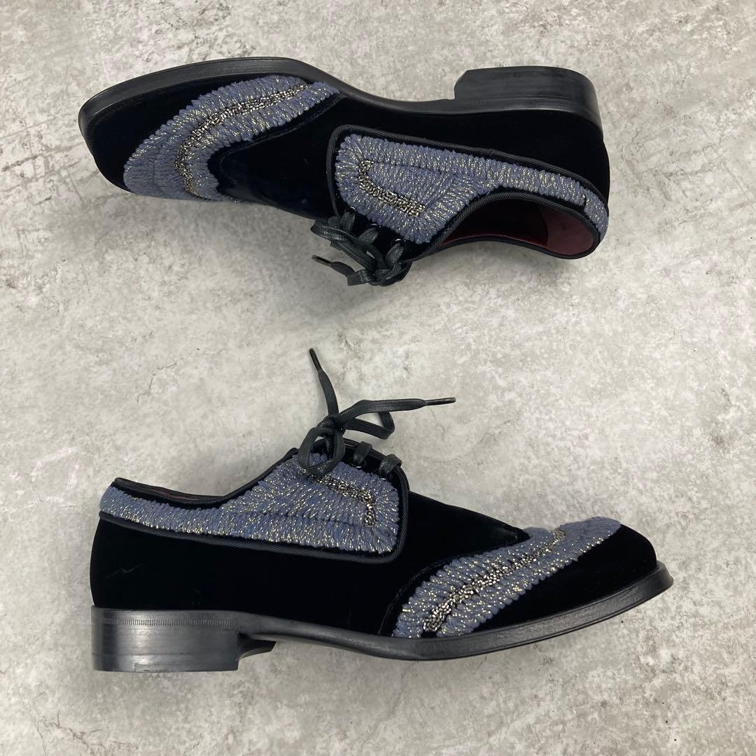 未使用品　ドルチェ&ガッバーナ　ベロア　ビジュー　シューズ　6 1/2 ブラック