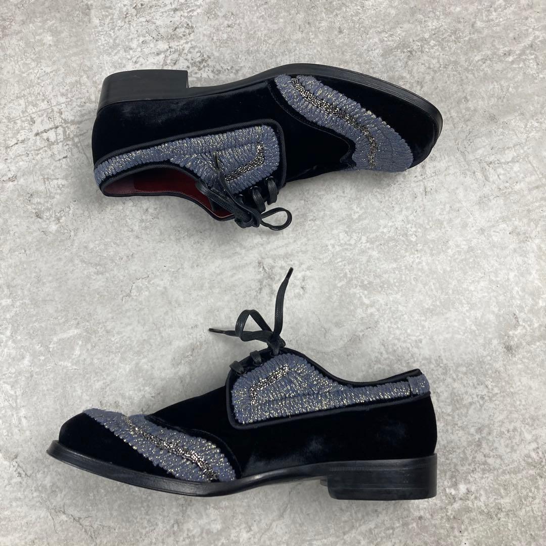 未使用品　ドルチェ&ガッバーナ　ベロア　ビジュー　シューズ　6 1/2 ブラック