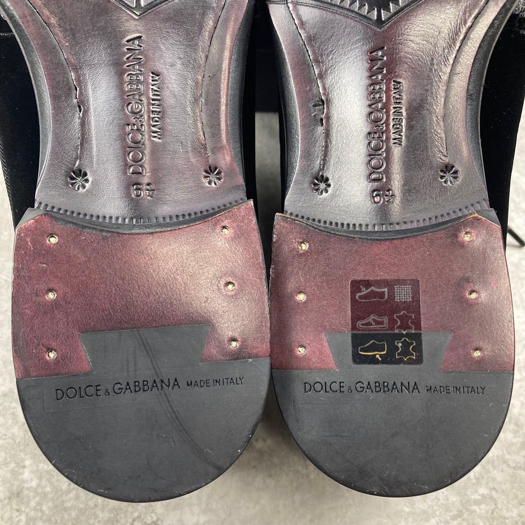 未使用品　ドルチェ&ガッバーナ　ベロア　ビジュー　シューズ　6 1/2 ブラック