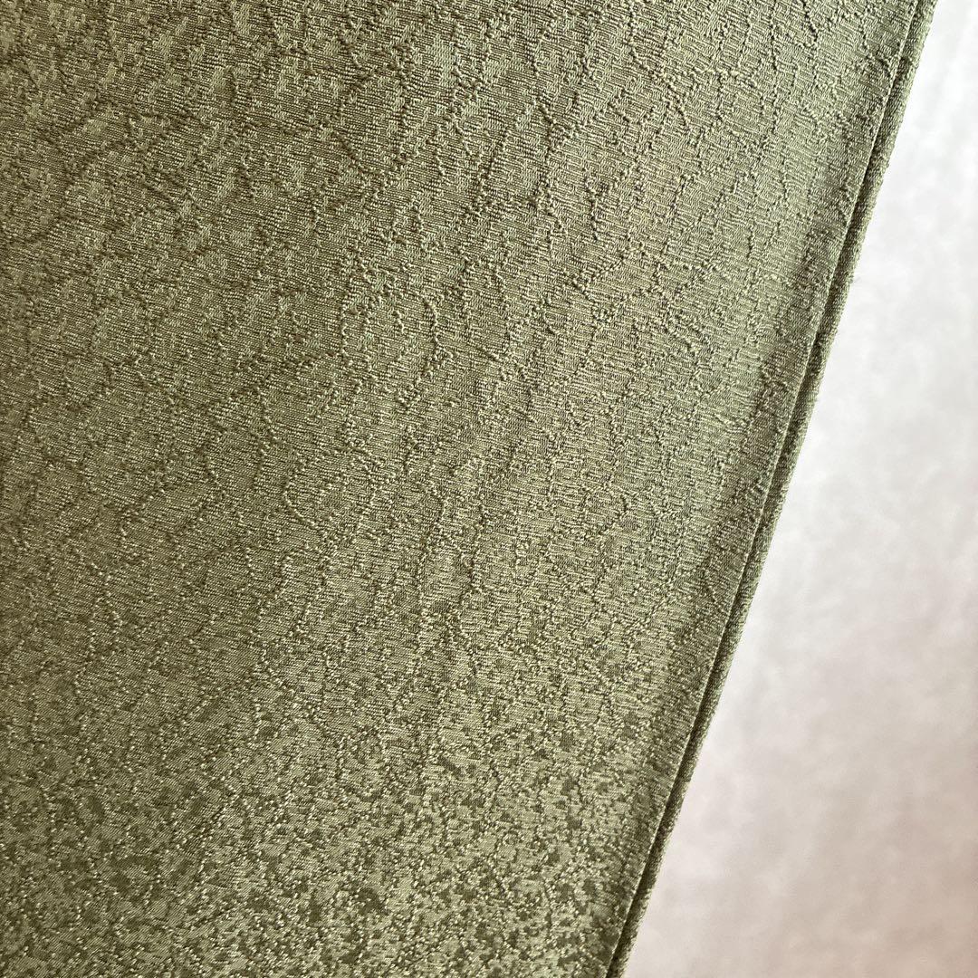 色無地　フルセット　着物　正絹　しつけ付き　ロング丈　灰緑　卒業式　入学式　J6