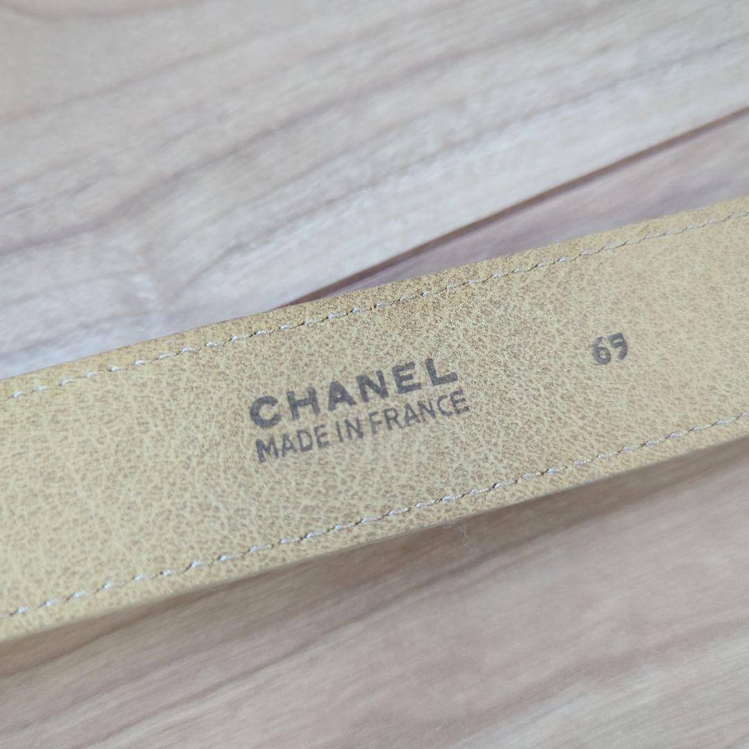CHANEL ベージュ ダブルCロゴ ベルト 69