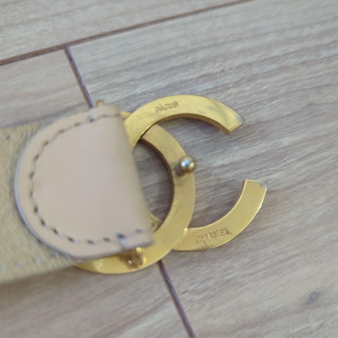 CHANEL ベージュ ダブルCロゴ ベルト 69