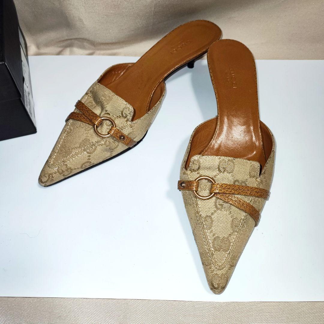 グッチ Gucci ミュール 37 1/2 24~24.5 GGキャンバス柄