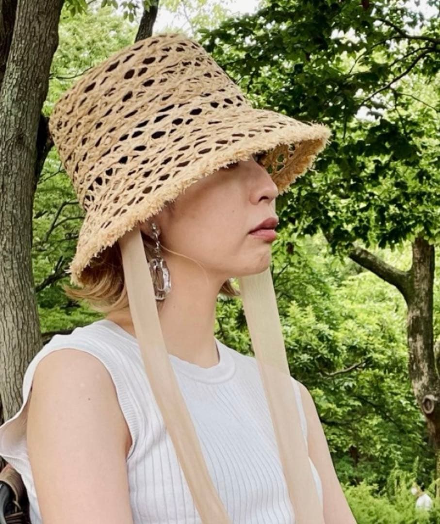 ☆オリエントミリナリー ラフィア透かし編みクロッシェハット☆