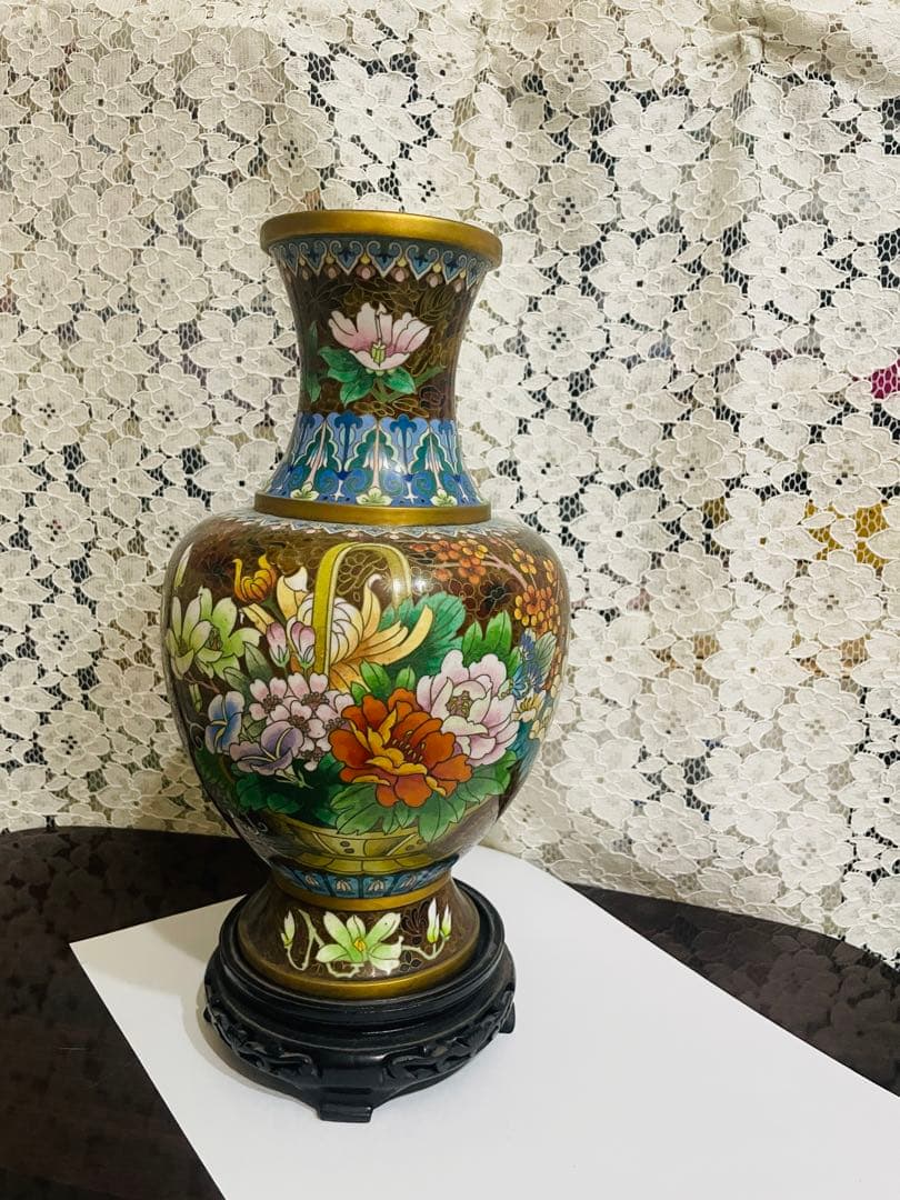 中国七宝焼　大きめの花瓶