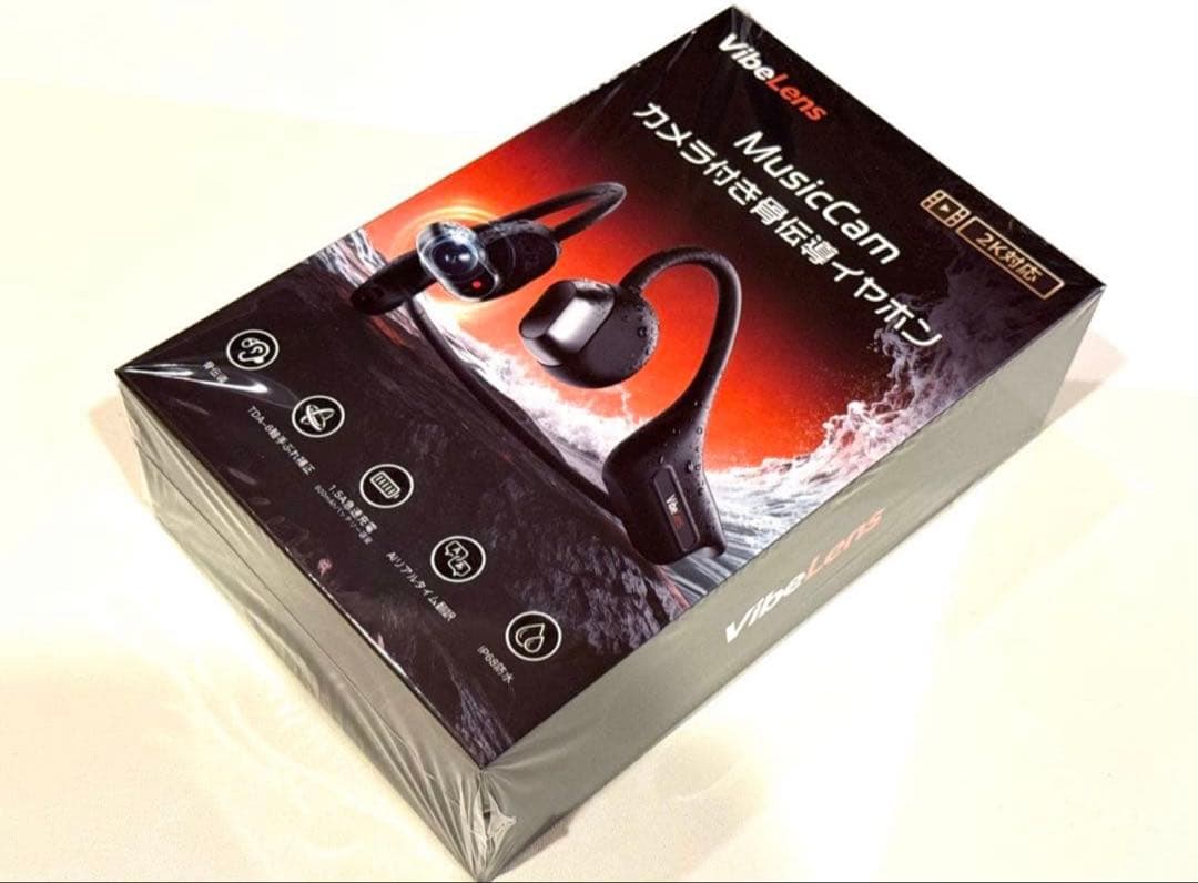 カメラ付き骨伝導イヤホン MusicCam AI翻訳 2K撮影 防水