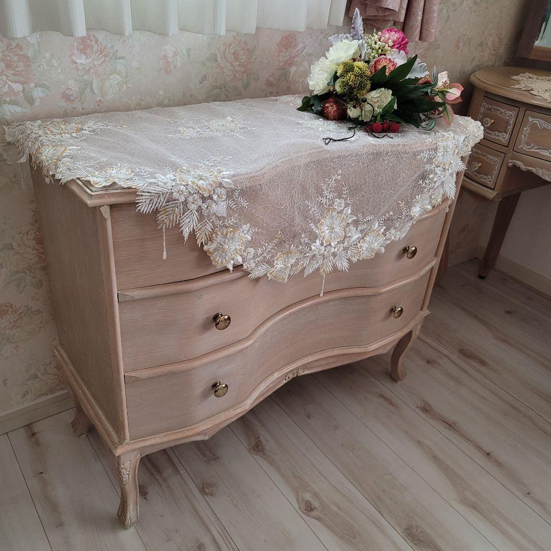 ロココ調　ピンクベージュ　猫足チェスト　引き出し　姫系　タンス　家具