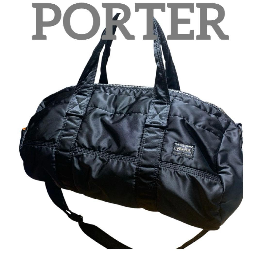 未使用級 PORTER タンカードラムバッグボストンバック2way ブラック
