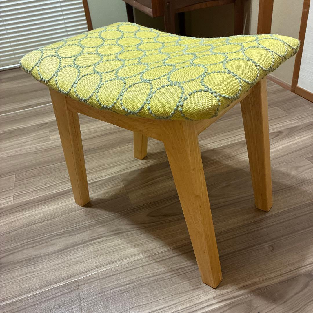 ミナペルホネン タンバリン ハンドメイド 生地 スツール 椅子 イエロー×青