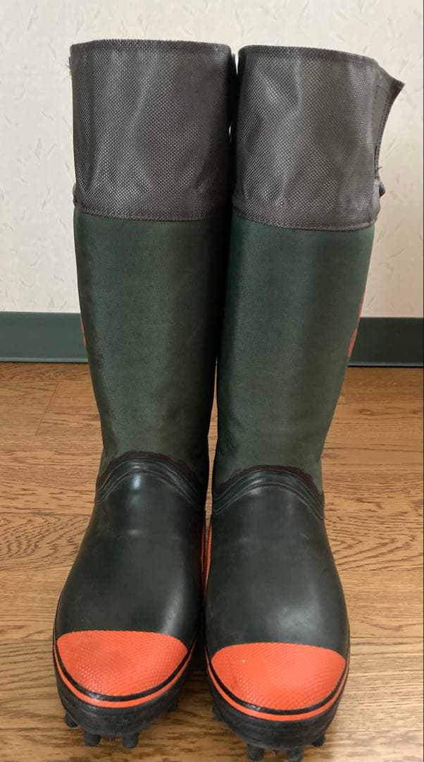 Gansho 80 ゴム長靴 緑/オレンジ