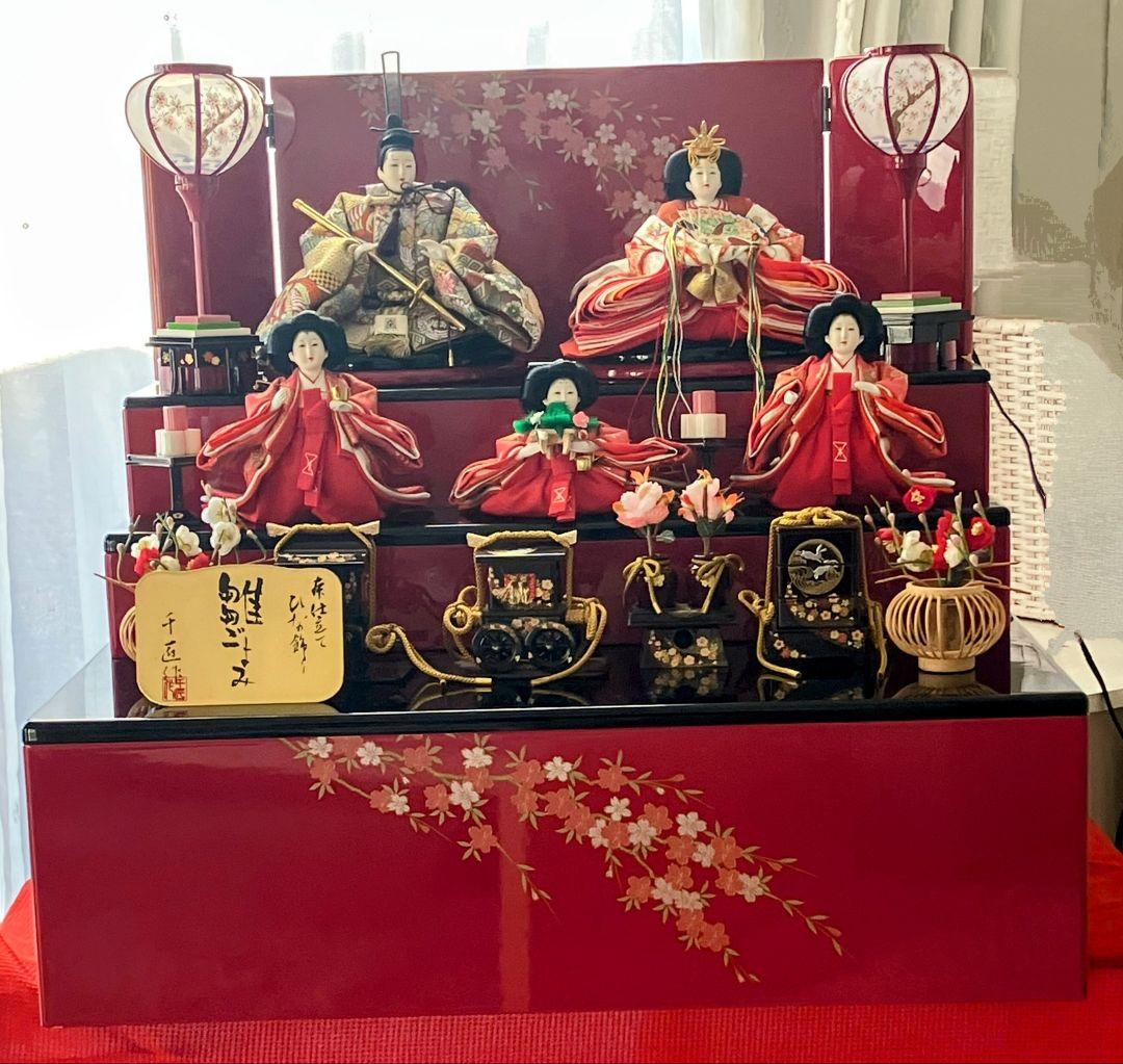 最終大幅値下げ！おひな様　収納 三段 五人飾り　中古　送料負担します！