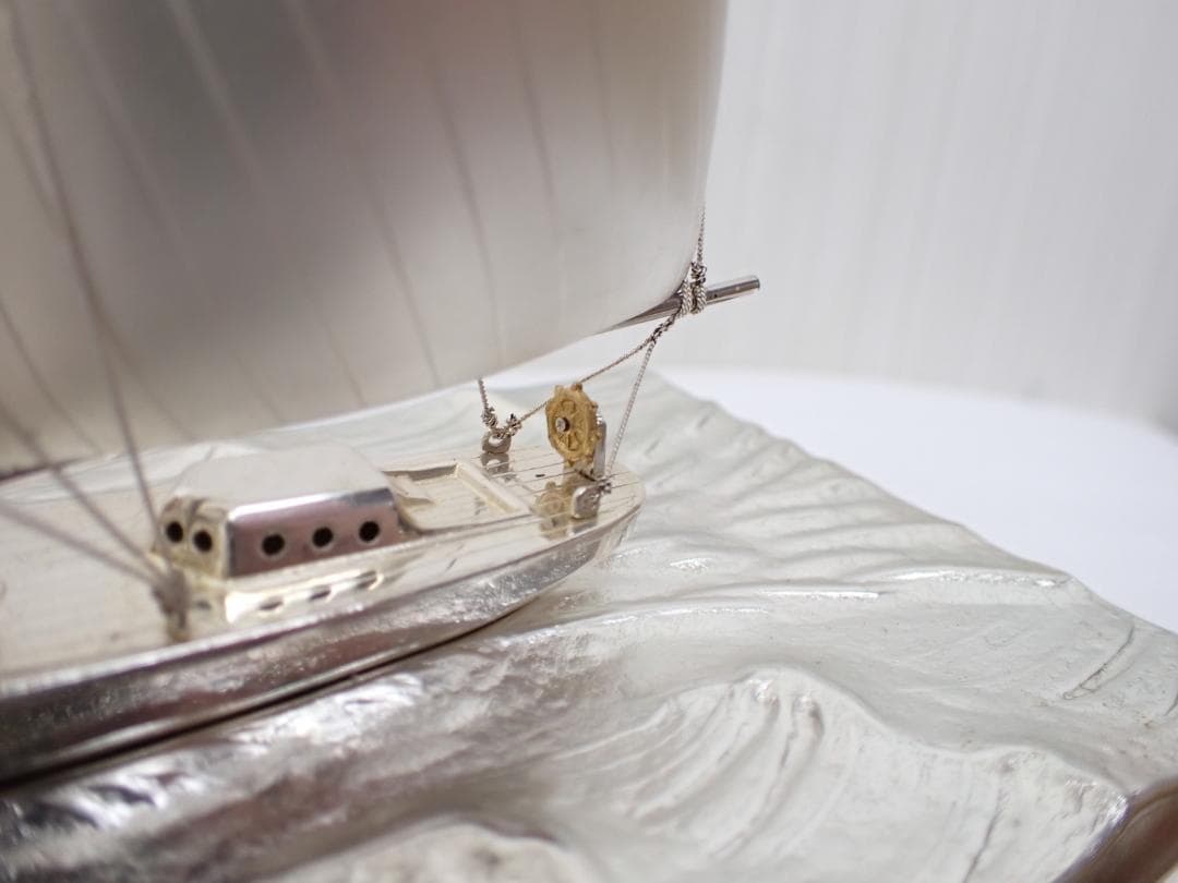 武比古作 銀製 ヨット置物 共箱/ガラスケース付 STERLING 　a