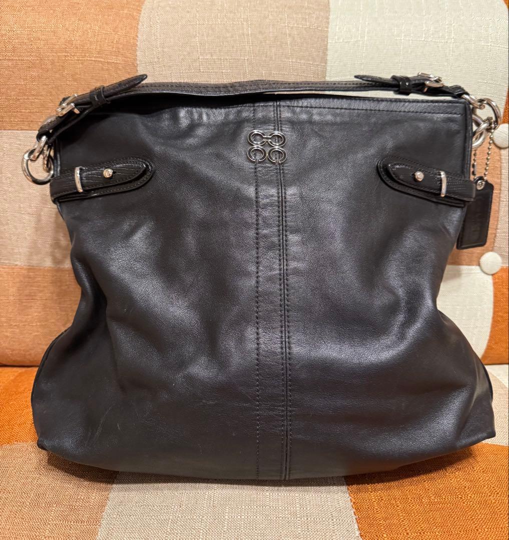 COACH 黒 レザー ショルダーバッグオールド