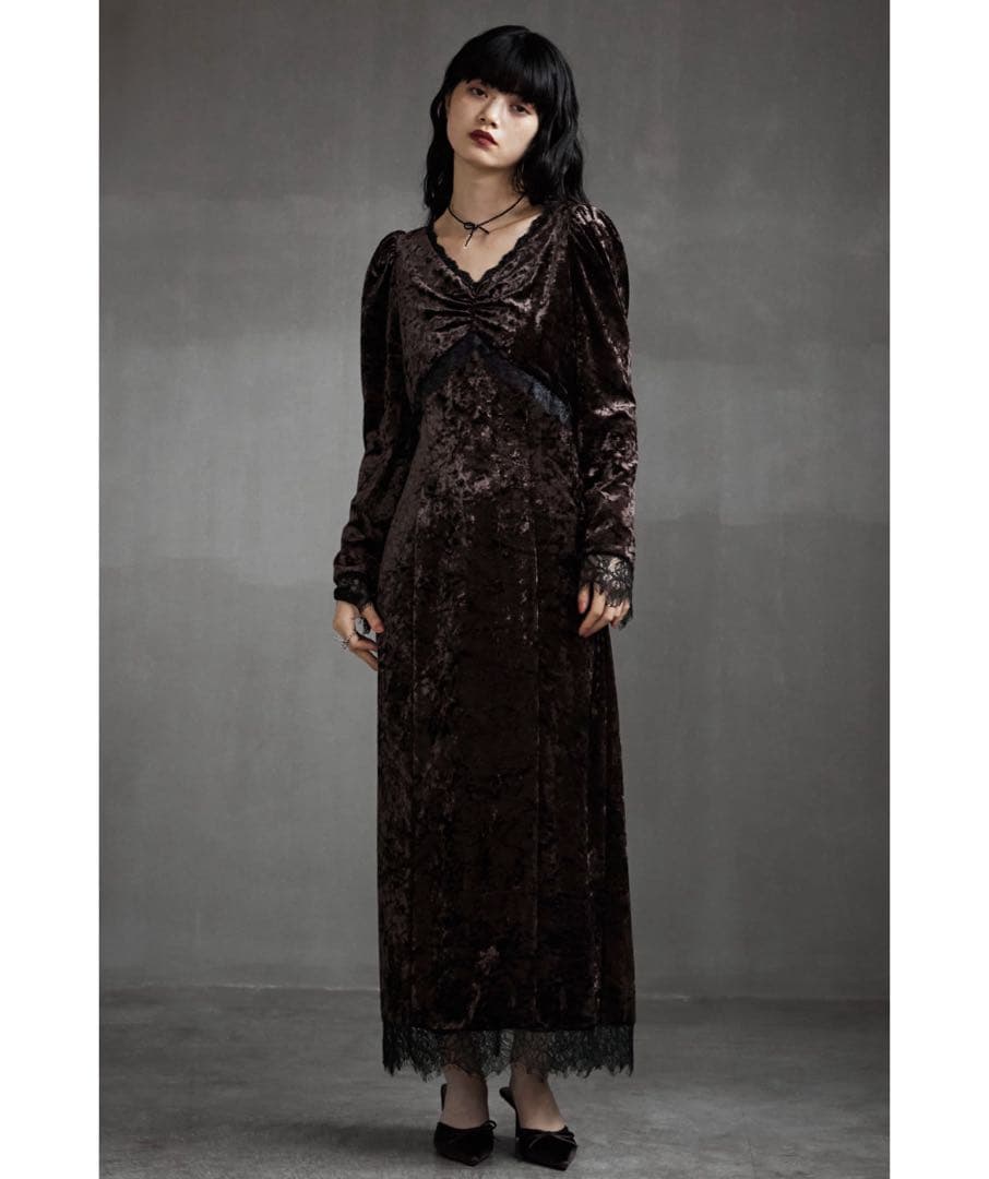 etoll. クラッシュベロアランジェリー風ドレス N...さん専用