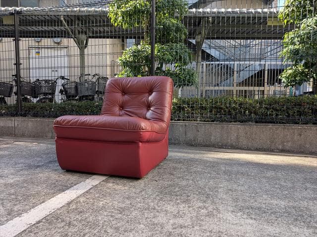 レトロポップ｜クラシック｜レザー｜1シーターアームレスソファ｜①｜