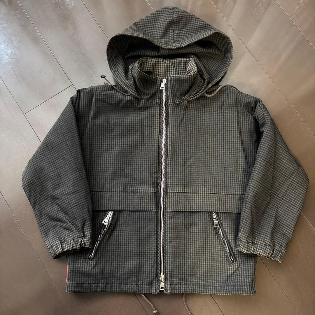 PRADA スポーツ　フード　チェック　ジャケット　ブルゾン　S 中綿