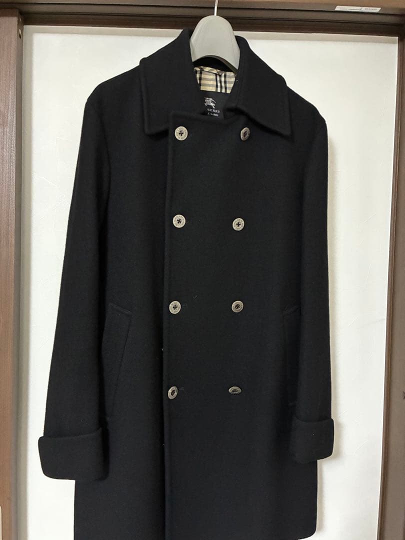 BURBERRY BLACK LABEL 黒 ダブルブレストピーコート