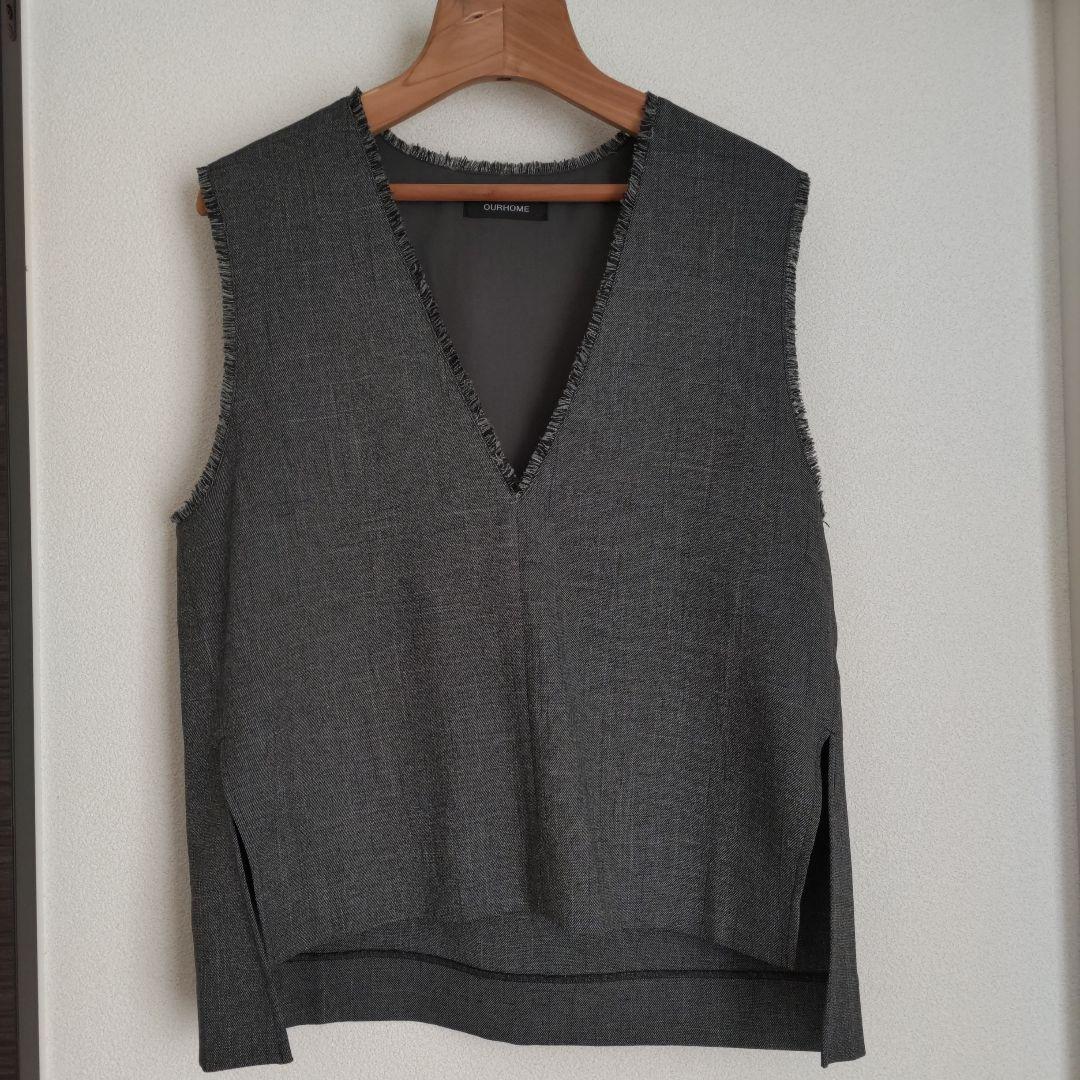 洗えるフリンジベスト チャコールグレー OUR アワーホーム