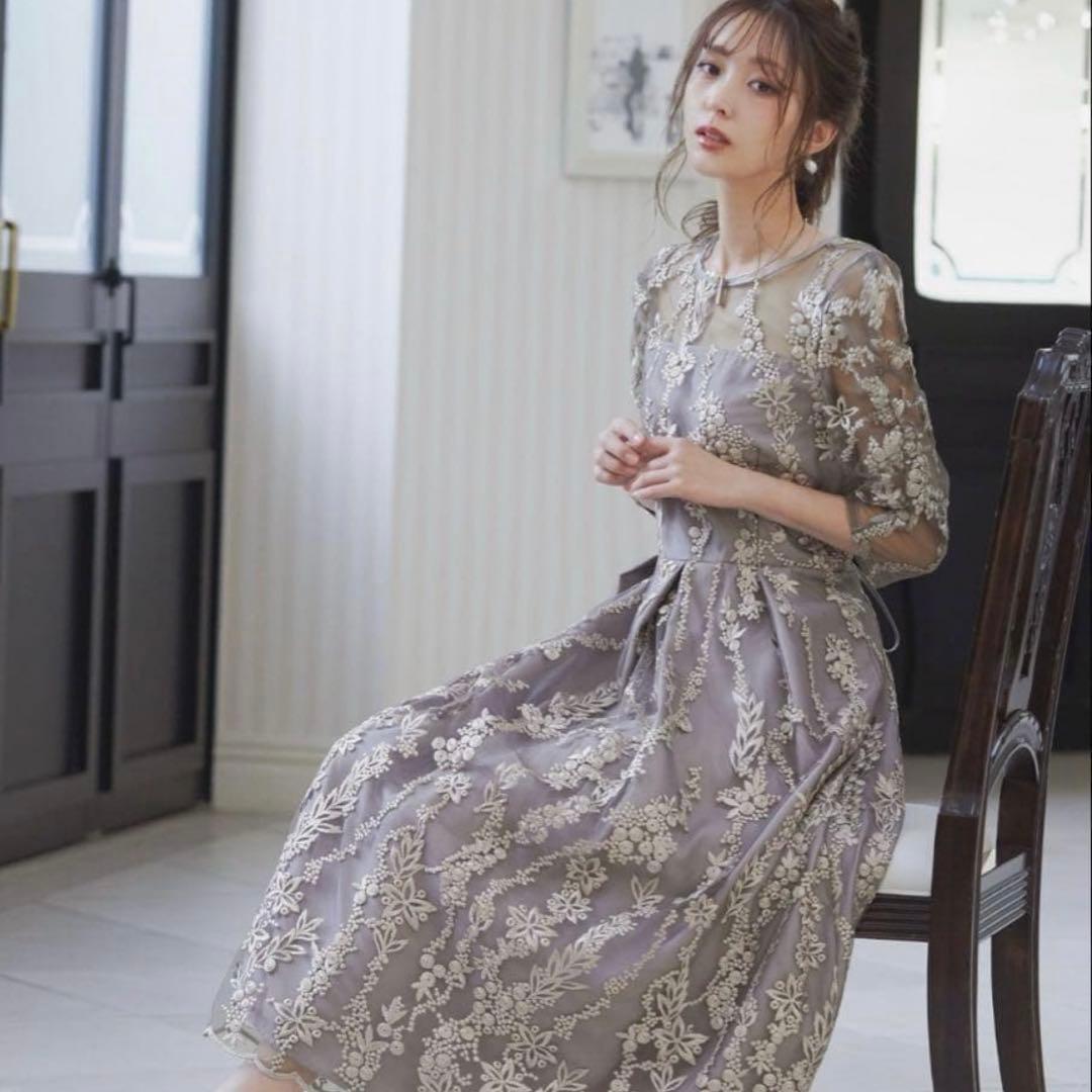 niana ニアナ 刺繍レース バックリボン パーティードレス 結婚式